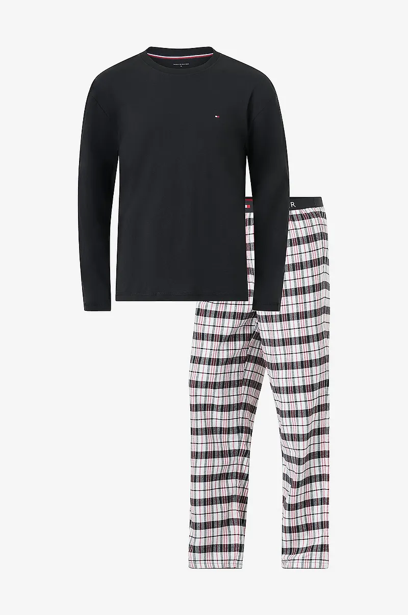 Tommy Hilfiger - Pyjamasset Jersey Top Flannl Bottom Wb Set - Svart