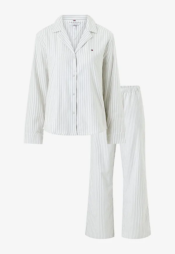Tommy Hilfiger - Pyjamasset Ls Shirt Flannel Pants Pj Set - Grå