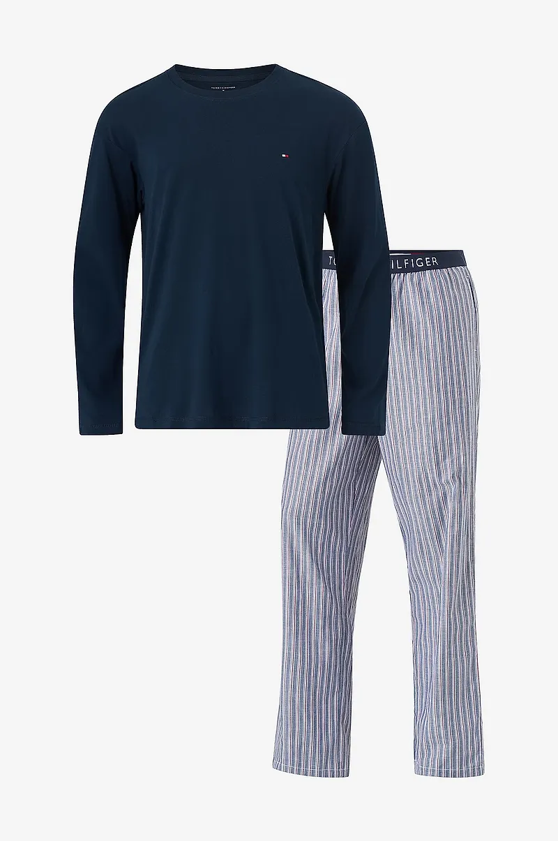 Tommy Hilfiger - Pyjamasset Ls Woven Pj Set Print - Blå