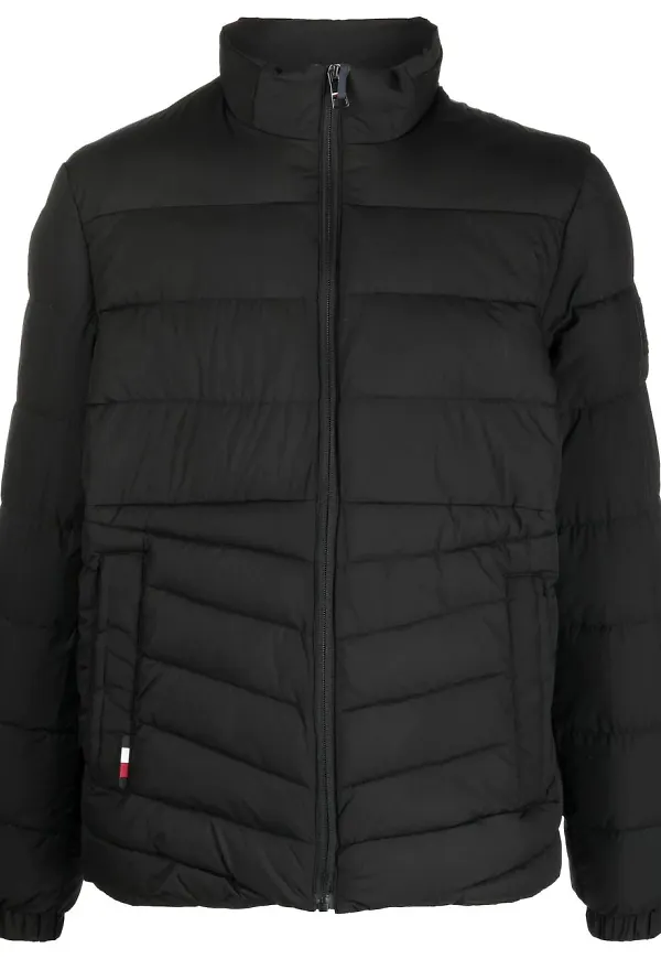 Tommy Hilfiger quiltad jacka med dragkedja - Svart