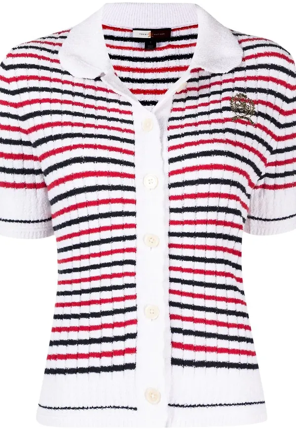 Tommy Hilfiger randig stickad topp - Vit