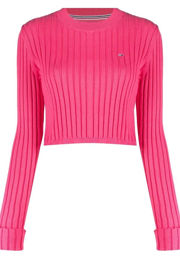 Tommy Hilfiger ribbstickad kort tröja - Rosa