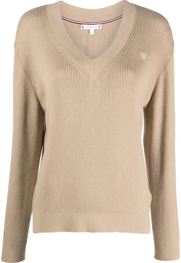 Tommy Hilfiger ribbstickad tröja - Neutral