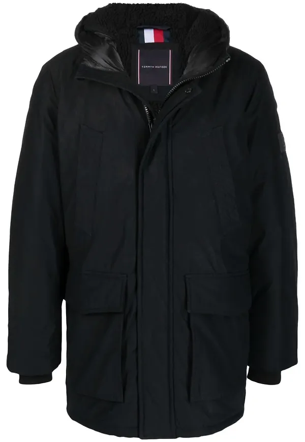 Tommy Hilfiger Rockie Dry Wax parkas med huva - Svart