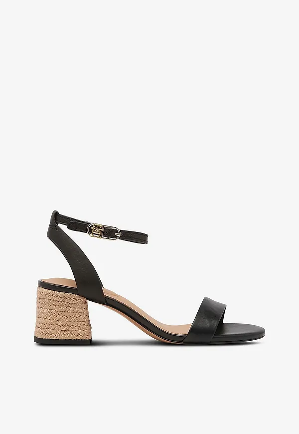 Tommy Hilfiger - Sandaletter Leather Ankle Strap Espad Sandal - Svart