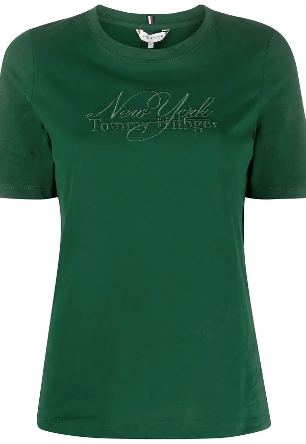Tommy Hilfiger script logo-embroidered T-shirt - Grön