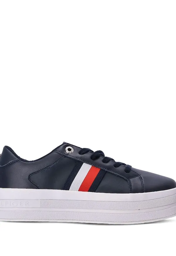 Tommy Hilfiger Signature platåsneakers - Blå