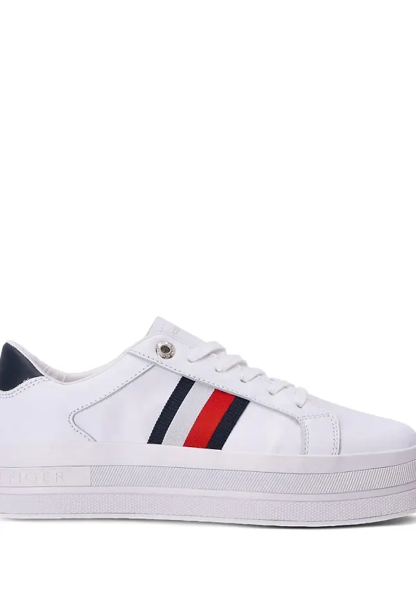 Tommy Hilfiger Signature platåsneakers - Vit