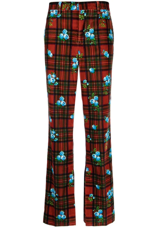 Tommy Hilfiger skotskrutiga blommiga byxor - Röd