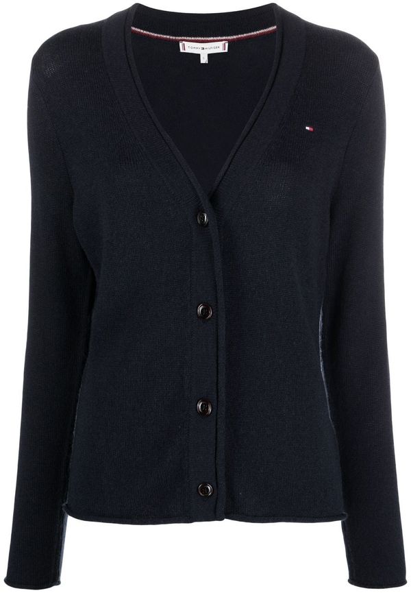 Tommy Hilfiger stickad kofta med broderad logotyp - Blå