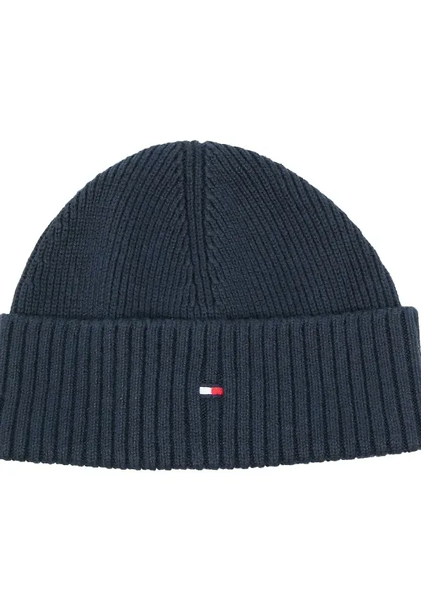 Tommy Hilfiger stickad mössa med broderad logotyp - Blå