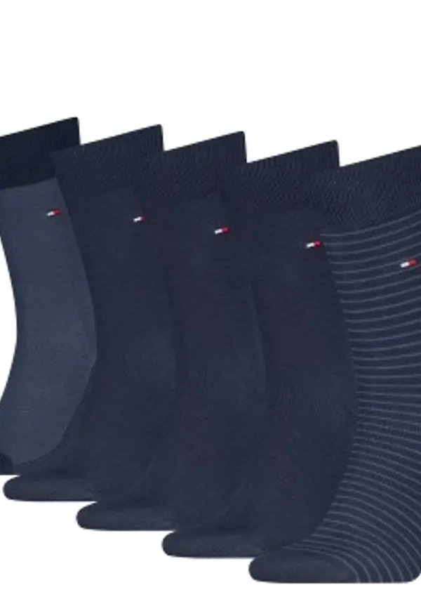 Tommy Hilfiger Strumpor 5P Men Stripe Socks Gift Box Navy Strl 43/46 Herr