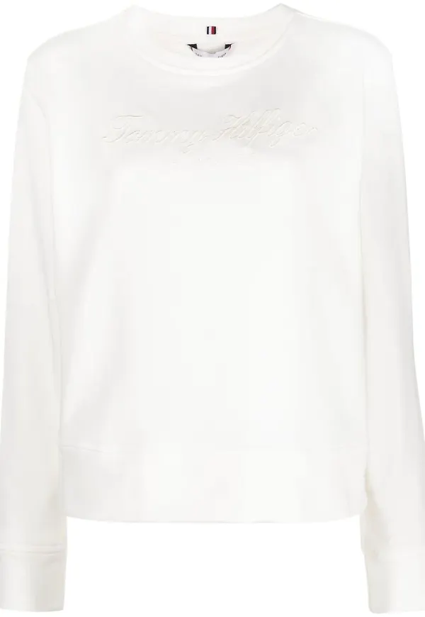Tommy Hilfiger sweatshirt med båtringning och logotyp - Vit