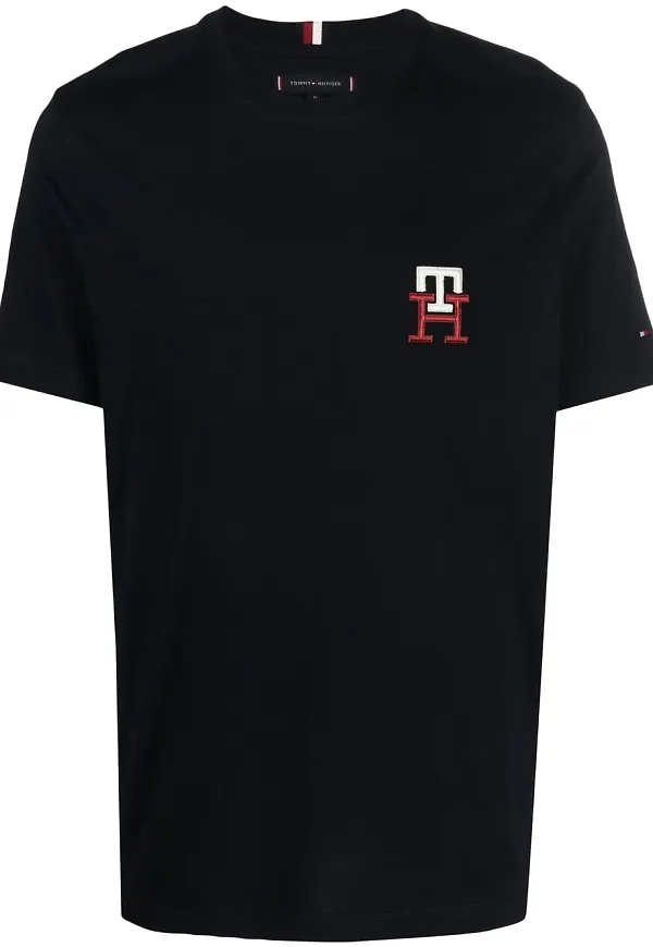 Tommy Hilfiger t-shirt med broderad logotyp - Blå