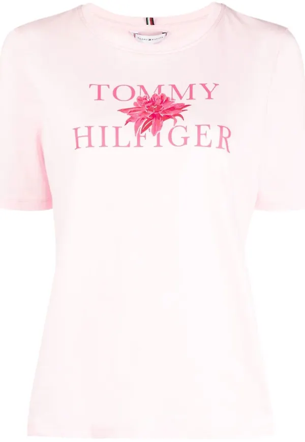 Tommy Hilfiger t-shirt med grafiskt tryck - Rosa
