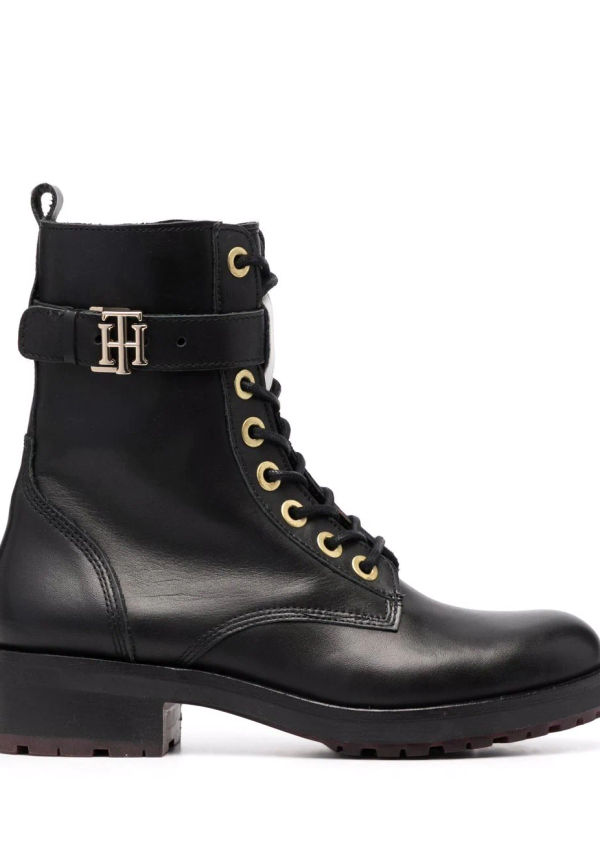 Tommy Hilfiger The Essential bikerstövlar i läder - Svart