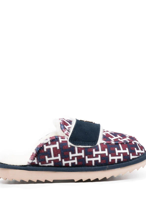 Tommy Hilfiger tofflor med logotypplakett - Röd