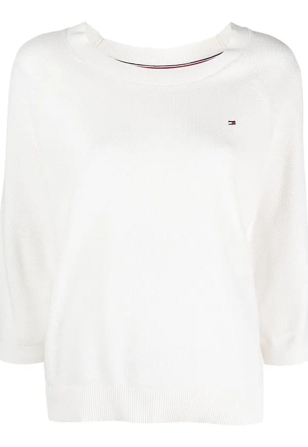 Tommy Hilfiger topp med trekvartsärm - Vit