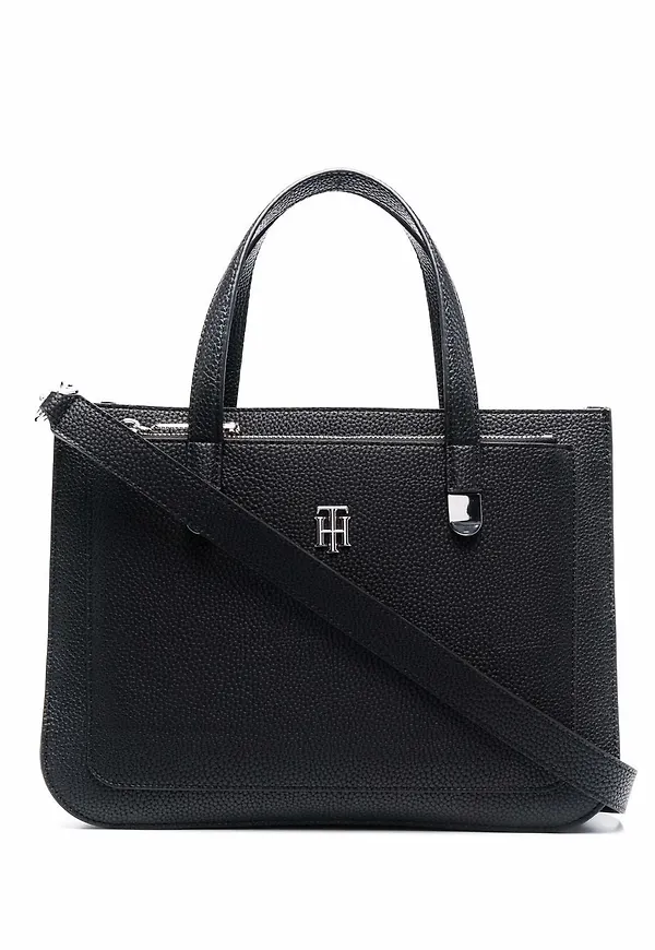 Tommy Hilfiger Totebag med logotypplakett - Svart