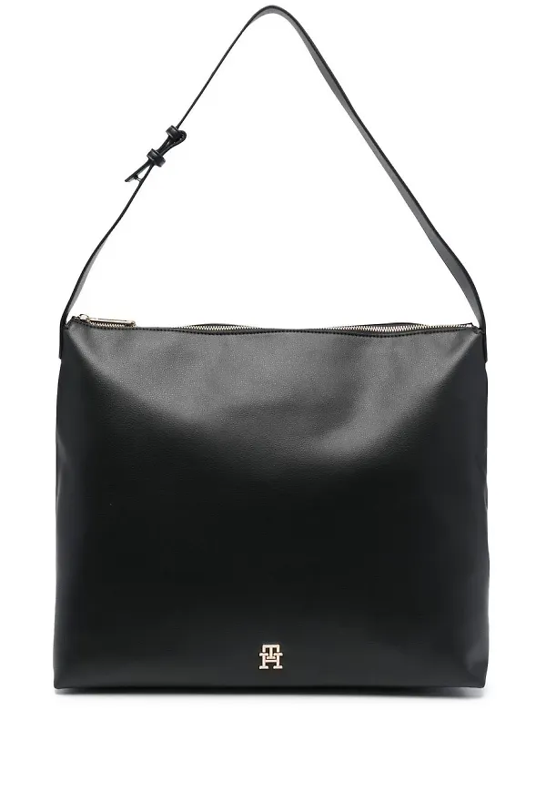 Tommy Hilfiger totebag med logotypplakett - Svart