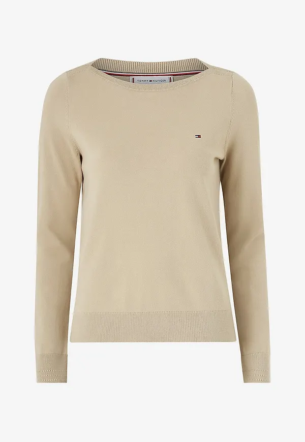Tommy Hilfiger - Tröja Co Jersey Stitch Boat-nk Sweater - Beige