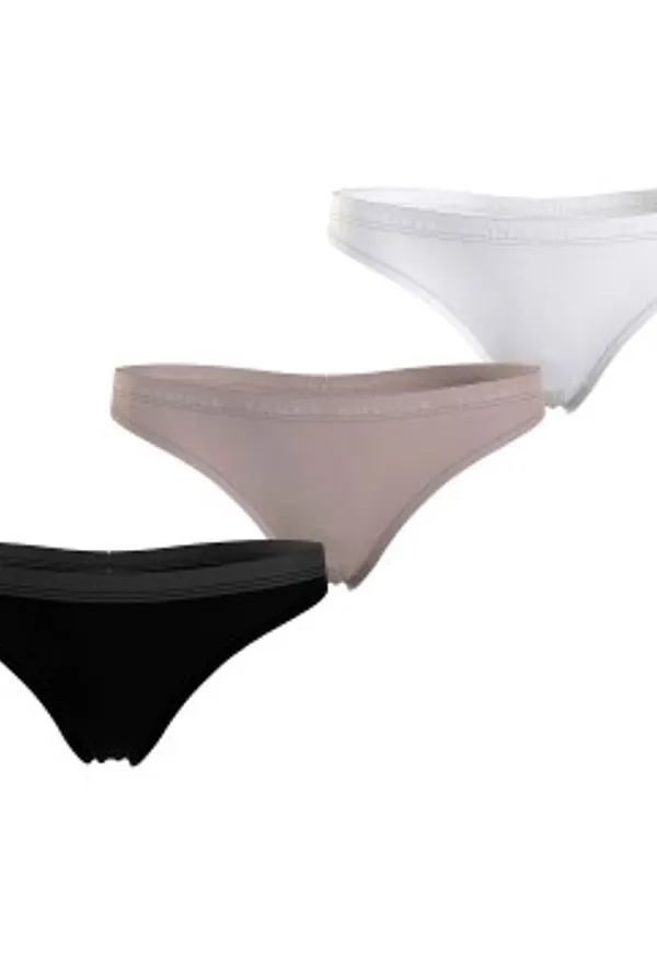 Tommy Hilfiger Trosor 3P Everyday Luxe Thong Svart/Vit Large Dam
