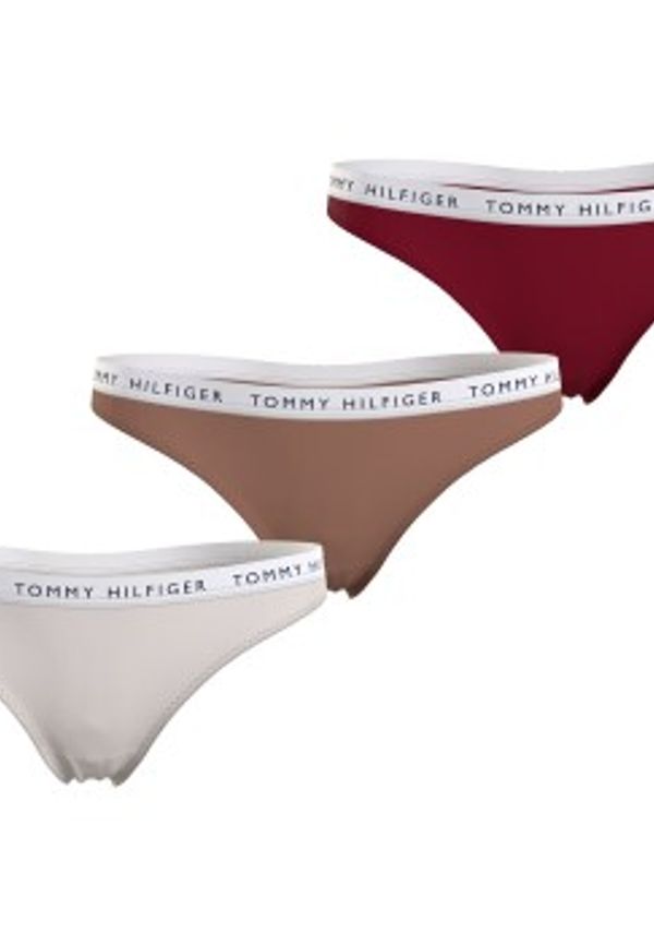 Tommy Hilfiger Trosor 3P Recycled Essentials Thong Natur/Röd X-Large Dam