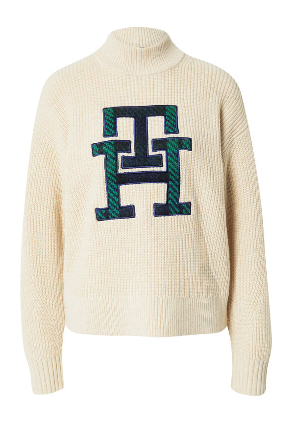 TOMMY HILFIGER Tröja kräm / marinblå / gran / gräsgrön