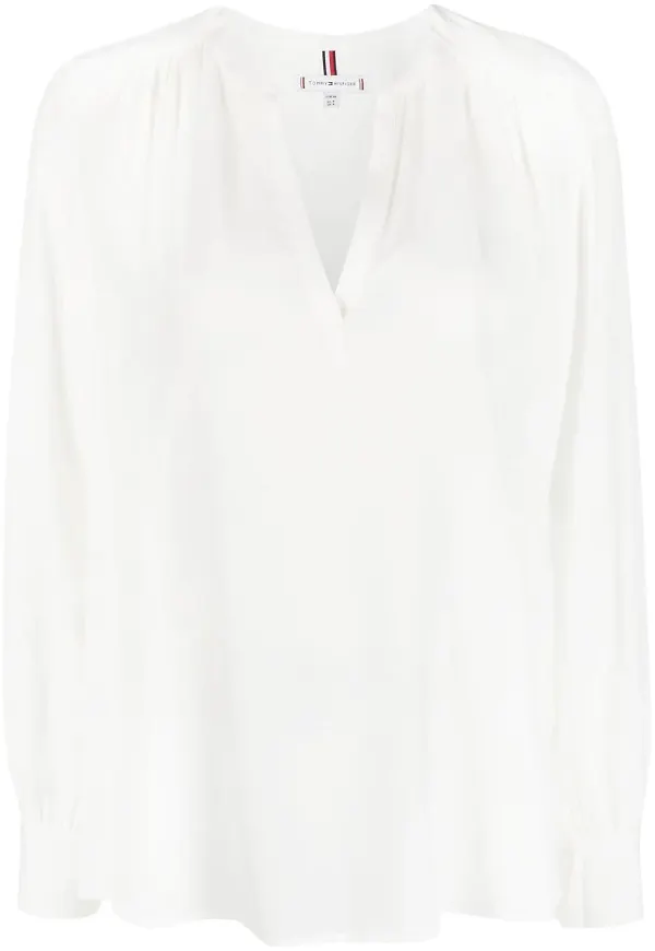 Tommy Hilfiger V-neck long-sleeved blouse - Vit