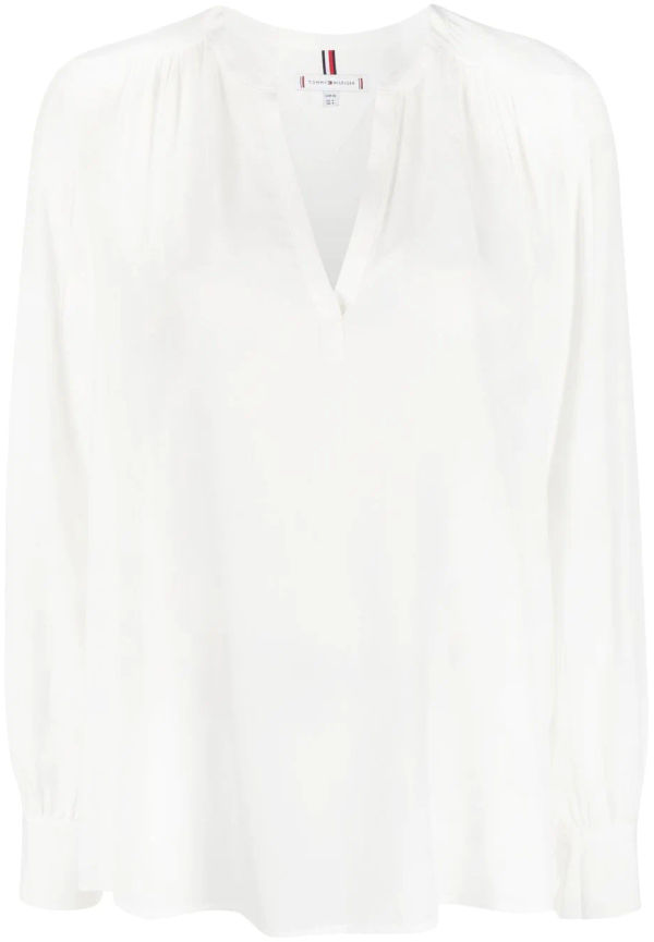 Tommy Hilfiger V-neck long-sleeved blouse - Vit