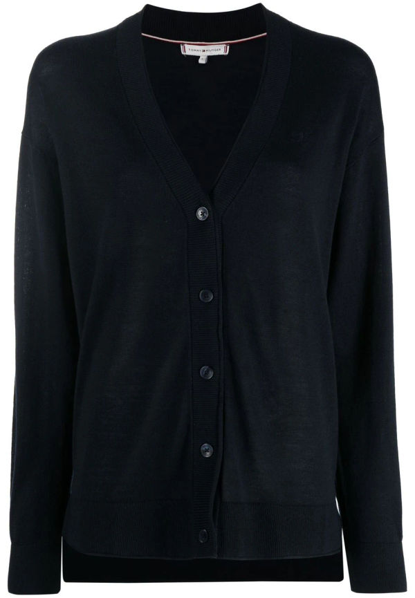 Tommy Hilfiger v-ringad stickad kofta - Blå