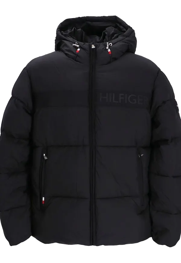 Tommy Hilfiger vadderad jacka med dragkedja - Svart