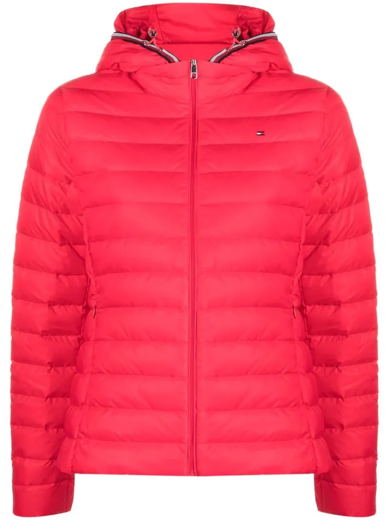 Tommy Hilfiger vadderad jacka med huva - Röd