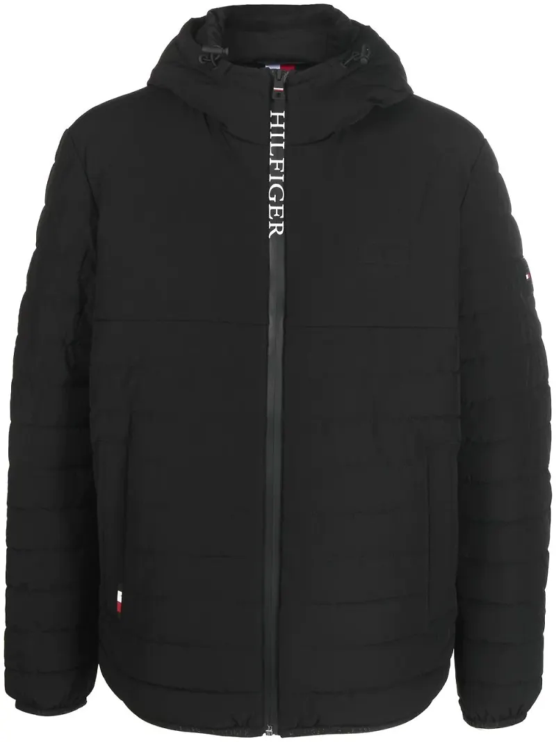Tommy Hilfiger vadderad jacka med huva - Svart