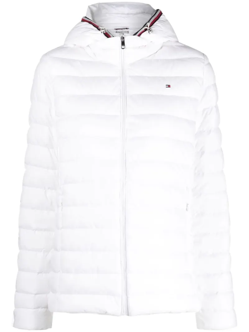 Tommy Hilfiger vadderad jacka med huva - Vit