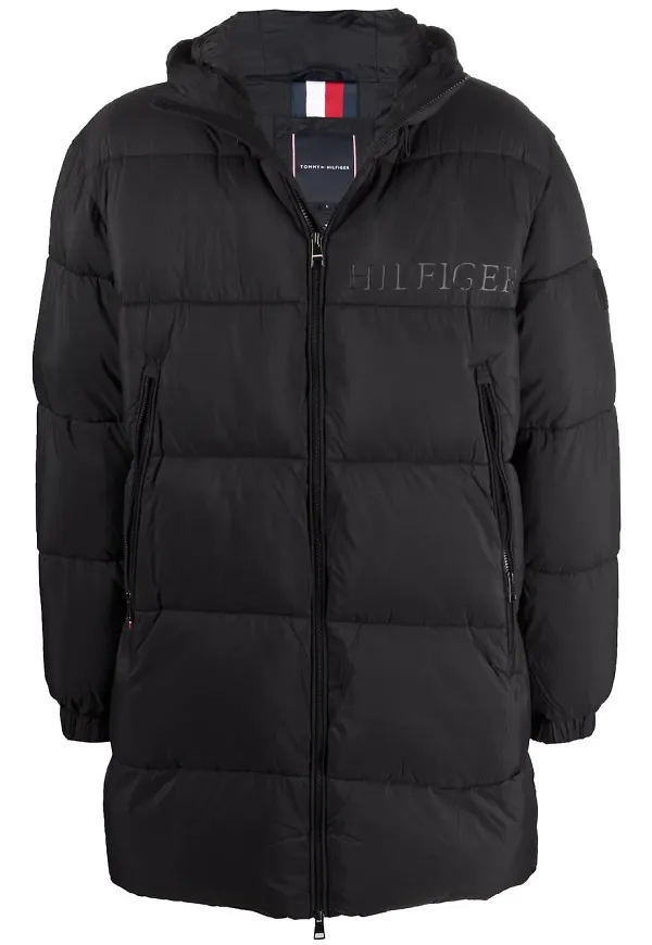 Tommy Hilfiger vadderad parkas i oversize-modell - Svart