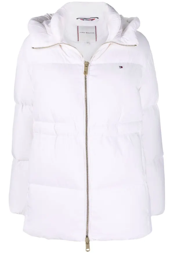 Tommy Hilfiger vadderad puffkappa - Vit