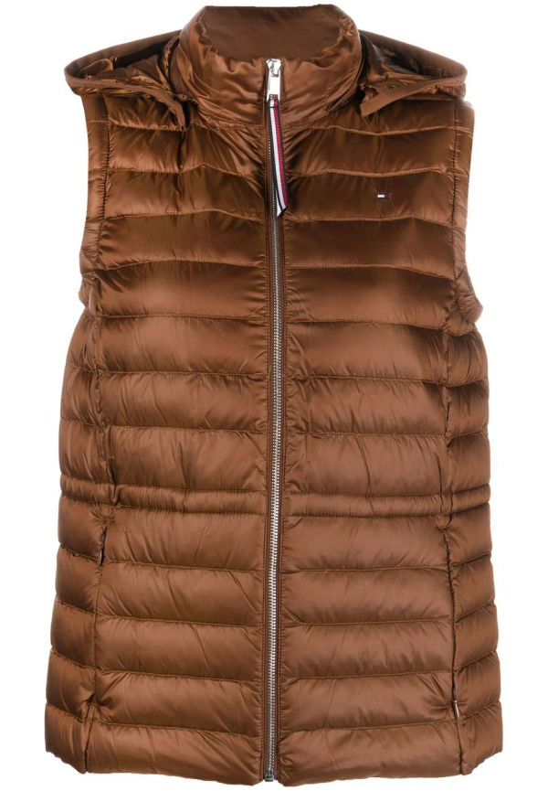 Tommy Hilfiger vadderad väst med dragkedja - Brun