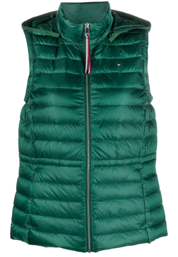 Tommy Hilfiger vadderad väst med dragkedja - Grön