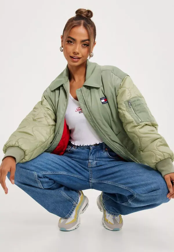 Tommy Jeans - Jackor - Green - Tjw Zip Sleeve Bomber Jacket - Jackor & Kappor - Jackets