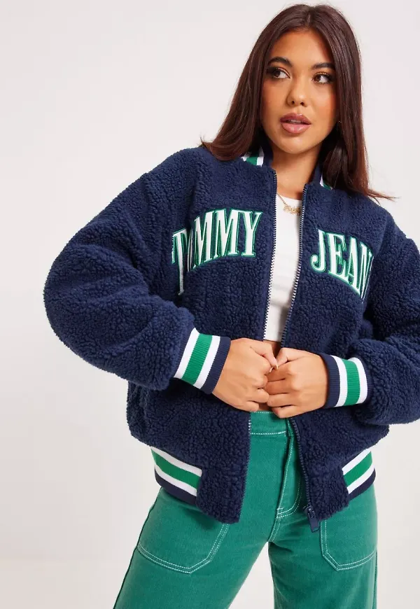 Tommy Jeans - Jackor - Navy - Tjw Sherpa Letterman Jacket - Jackor & Kappor - Jackets