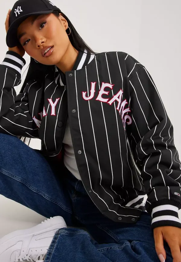 Tommy Jeans - Jackor - Pinstripe - Tjw Pinstripe Letterman Jacket - Jackor & Kappor - Jackets
