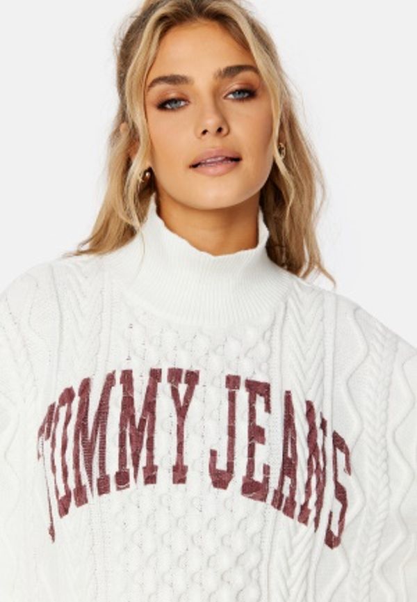 TOMMY JEANS Crop College Cable Sweater YBL Ecru XL