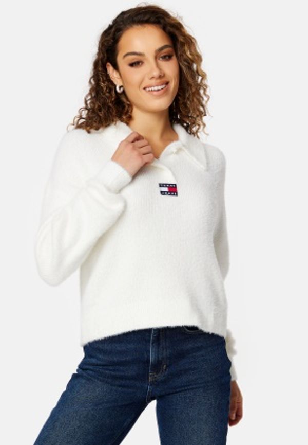 TOMMY JEANS Crop Furry Polo Sweater YBL Ecru XL