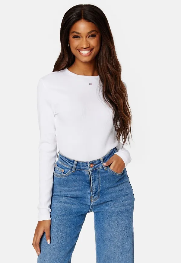 TOMMY JEANS Essential Rib LS YBR White M