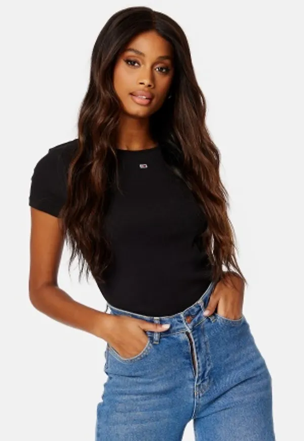 TOMMY JEANS Essential Rib SS BDS Black L