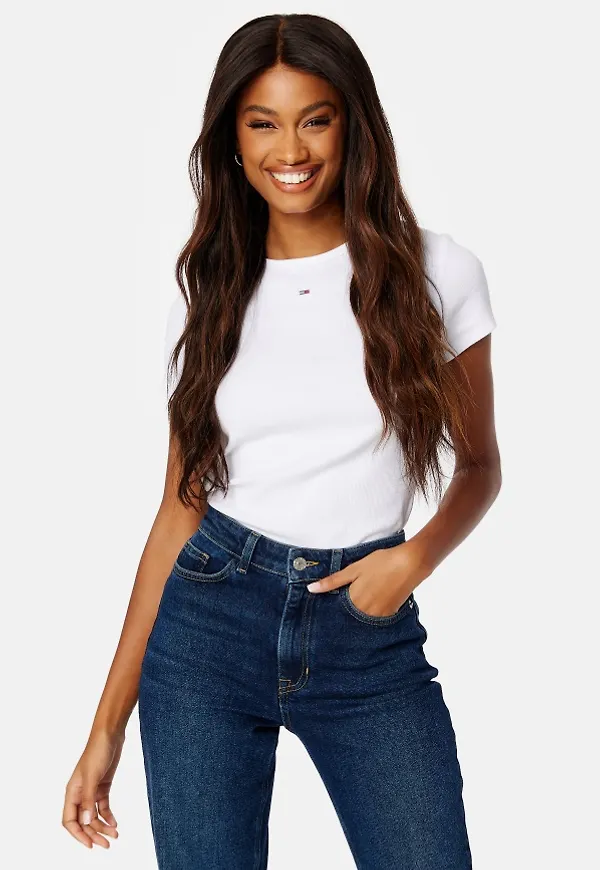 TOMMY JEANS Essential Rib SS YBR White XL