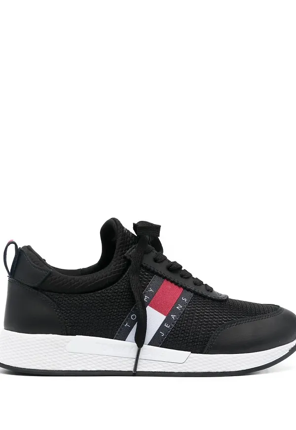 Tommy Jeans Flexi lädersneakers - Svart
