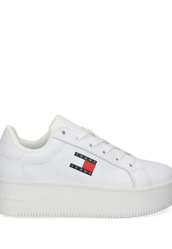 Tommy Jeans platåsneakers i läder - Vit