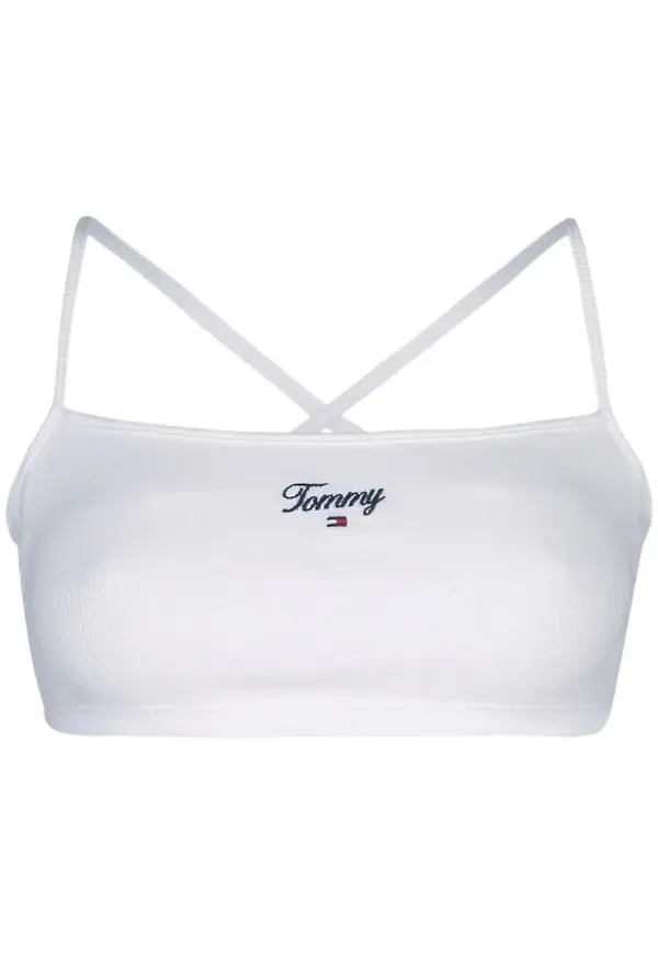 Tommy Jeans ribbad topp med rem - Vit